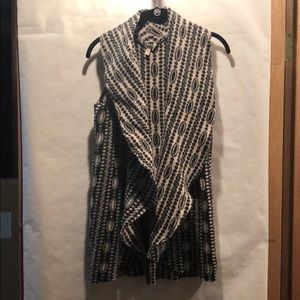 Anthropologie black and white patterned vest